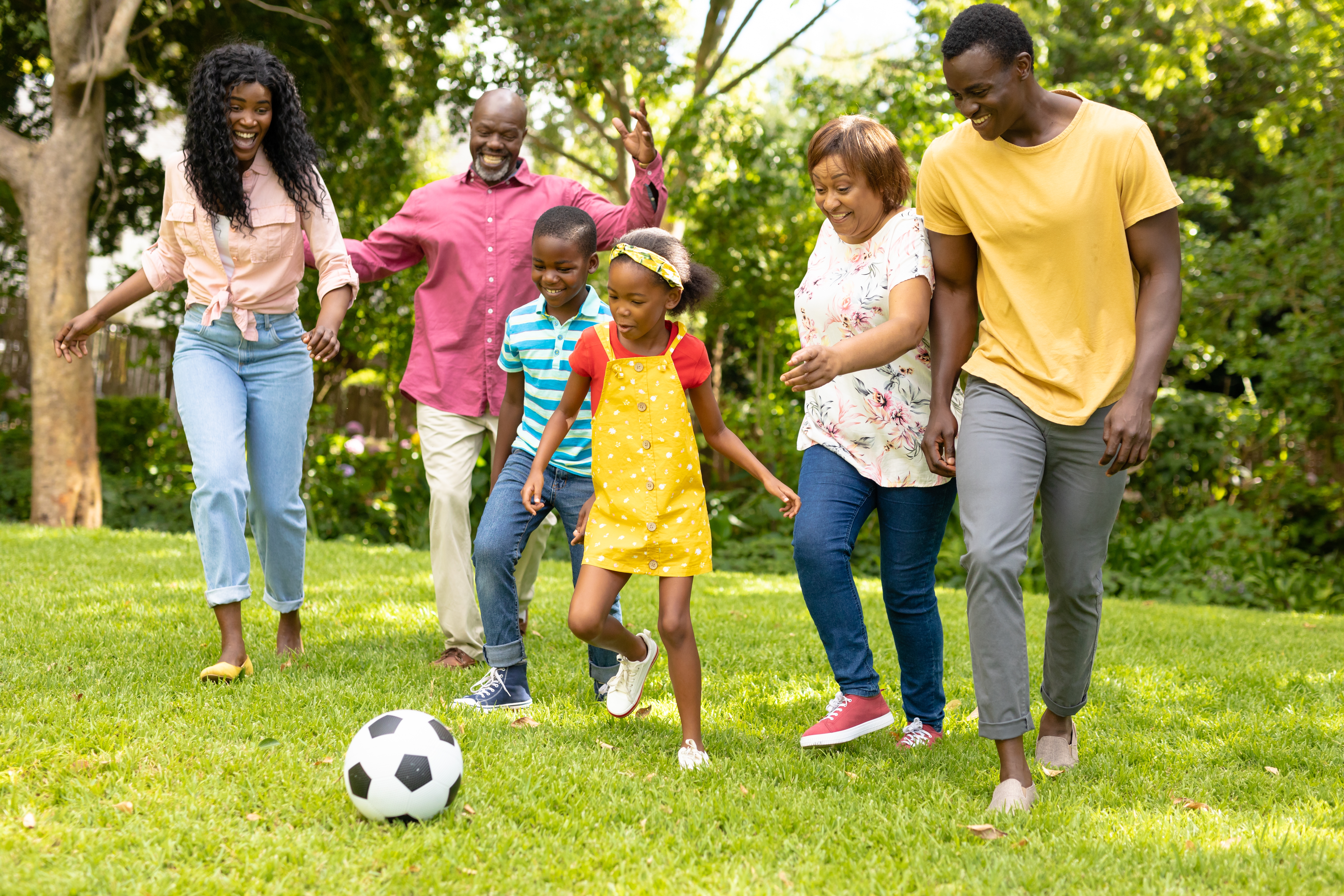 Family playing football